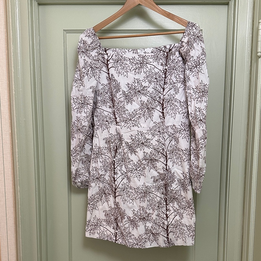 Coco Shop - PawPaw Tree Elegant White and Brown Floral Dress